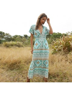 Sky blue boho long dress