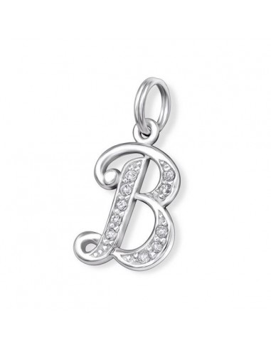 Pendentif lettre B cristal - argent 925