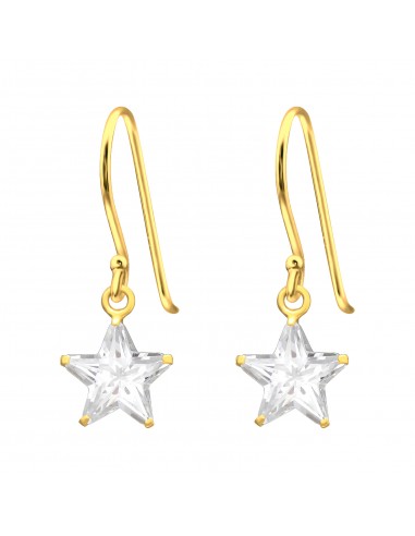 925 silver and gold plated star earrings with zircon