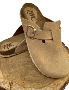 Beige Clogs aus Leder