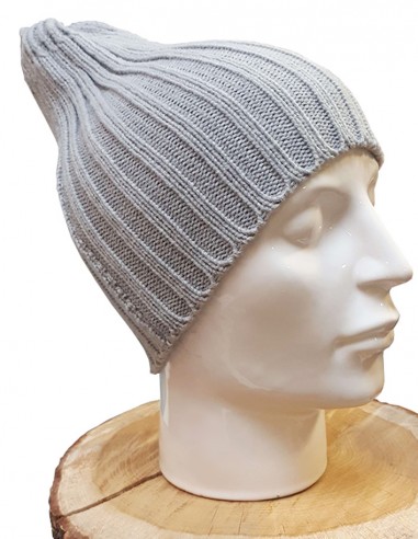 Light grey woolen hat - large knit