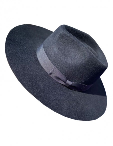 Wool bogart hat with wide brim black