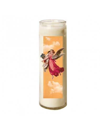 Kerze 7 Tage im Glas Vintage Angel - orange Himmel