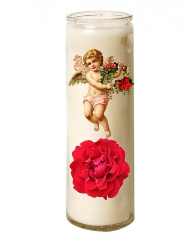 Kerze 7 Tage im Glas Vintage Angel - Rosa