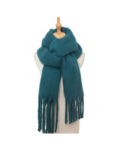 Solid color duck blue scarf - thick, soft and very warm