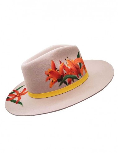 Custom felt fedora hat - tiger lilies