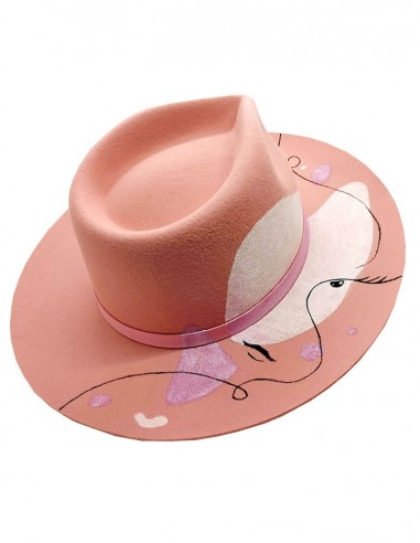 Customized felt fedora hat - abstract face