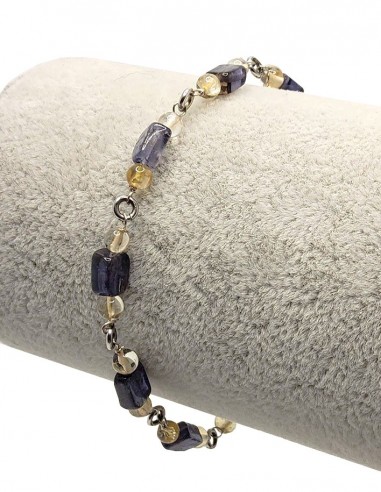 Bracelet argent 925 en citrine et tanzanite