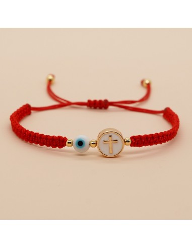 Bracelet croix contre mauvais oeil protection - rouge