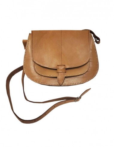 Rounded leather bag - leather strap