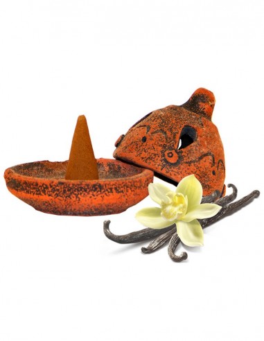 Terracotta incense holder with cone - Vanilla