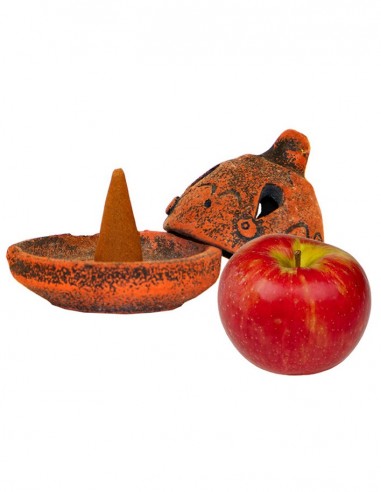 Terracotta wierookhouder met kegel - Appel