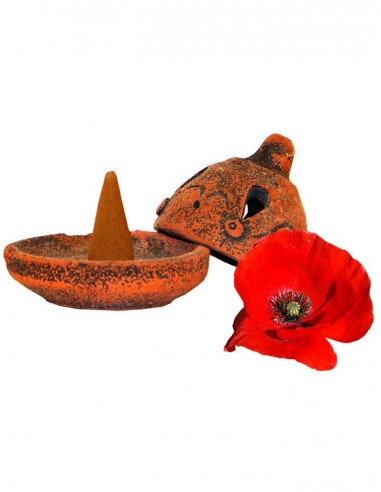 Terracotta incense holder with cone - Opium