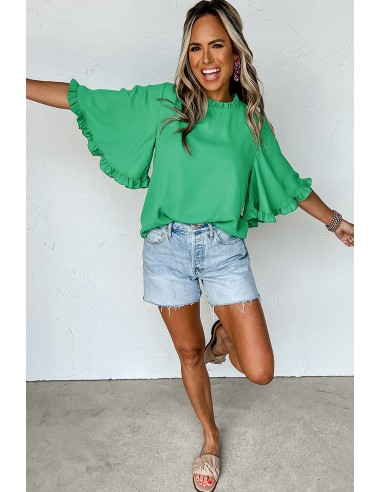 Green Round Neck and Half Sleeve Blouse – Chic and Casual