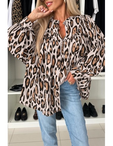 Oversized Leopard Blouse with Balloon Sleeves – Style & Comfort